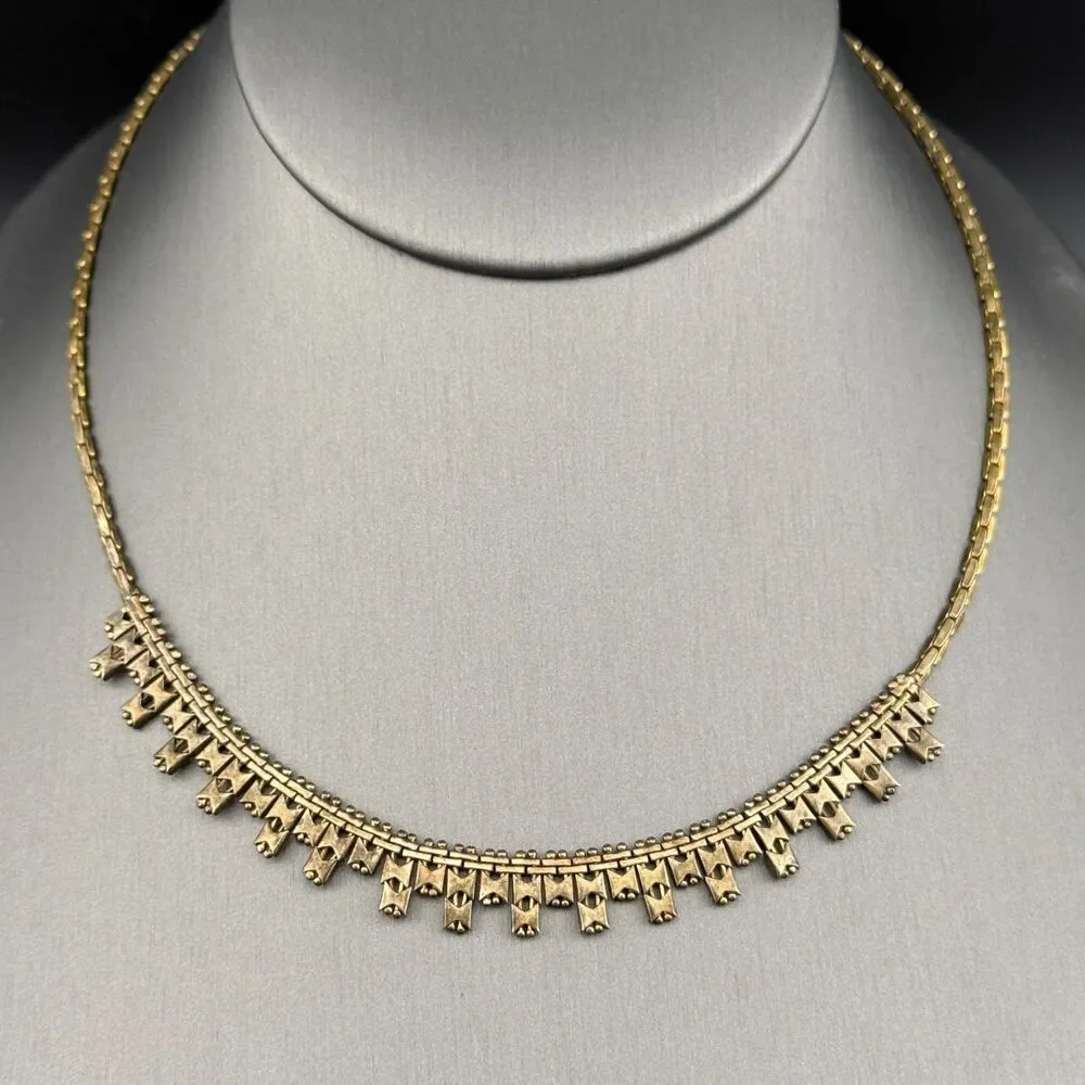 Vintage Signed 925 Italy TriColor Gold Vermeil Silver Cleopatra Chain Necklace